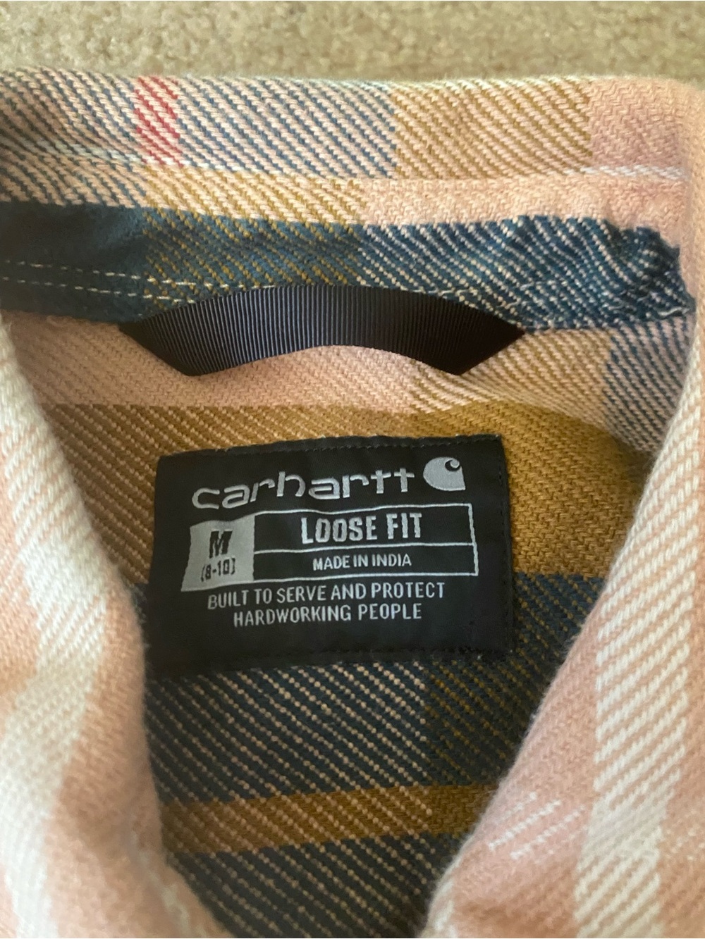 Carhartt Women's Loose Fit Heavyweight Twill Plaid Shirt- like new - Picture 2 of 8
